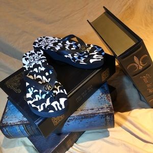 Black and White Patterned Tory Burch Sandals